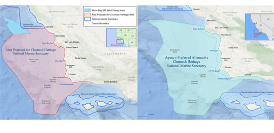 Proposed boundaries for Chumash Heritage National Marine Sanctuary