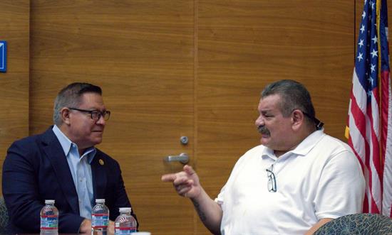 Congressman Salud Carbajal (CA-24) sitting down with Alexander Espinoza, a Santa Maria resident 