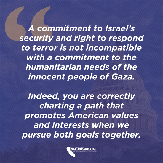 Quote from Israel-Gaza Letter to POTUS
