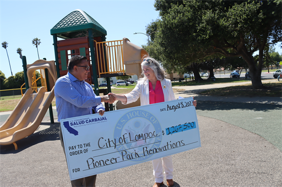 Carbajal and Mayor Osborne at Pioneer Park